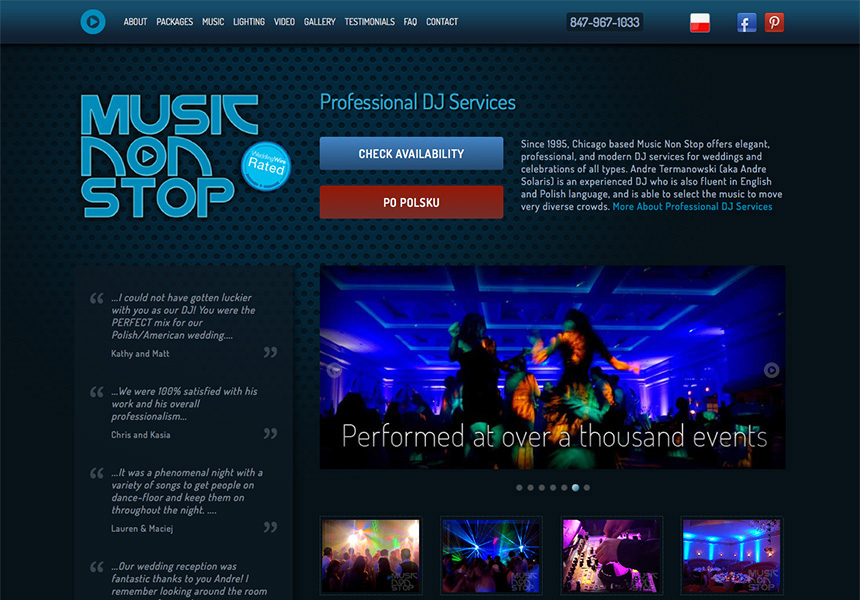 Music Non Stop Chicago Web Design